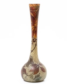 Legras Signed Tall Etched Glass Vase