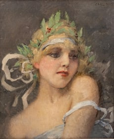 Carl Nys Signed Oil on Canvas Painting of a Goddess, 19th Century