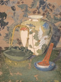 Jean Mater Pilgrim, Asian-themed Still Life Gouache Painting, 20th Century