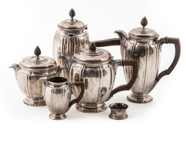 Boulenger French Tea-Coffee Service with Ebony Handles, circa 1935