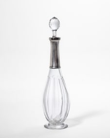 Baccarat Tall Silver Mounted Carafe with Stopper, Circa 1930