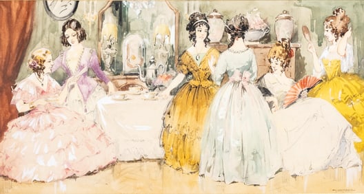 Charles Van Roos, Watercolor and Pencil Painting