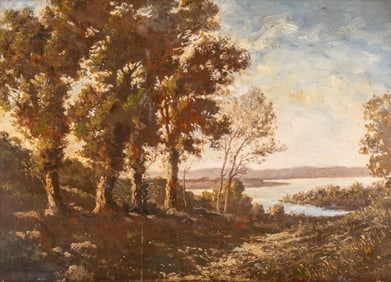 Albert Gosselin Landscape Oil on Panel Painting, 19th Century