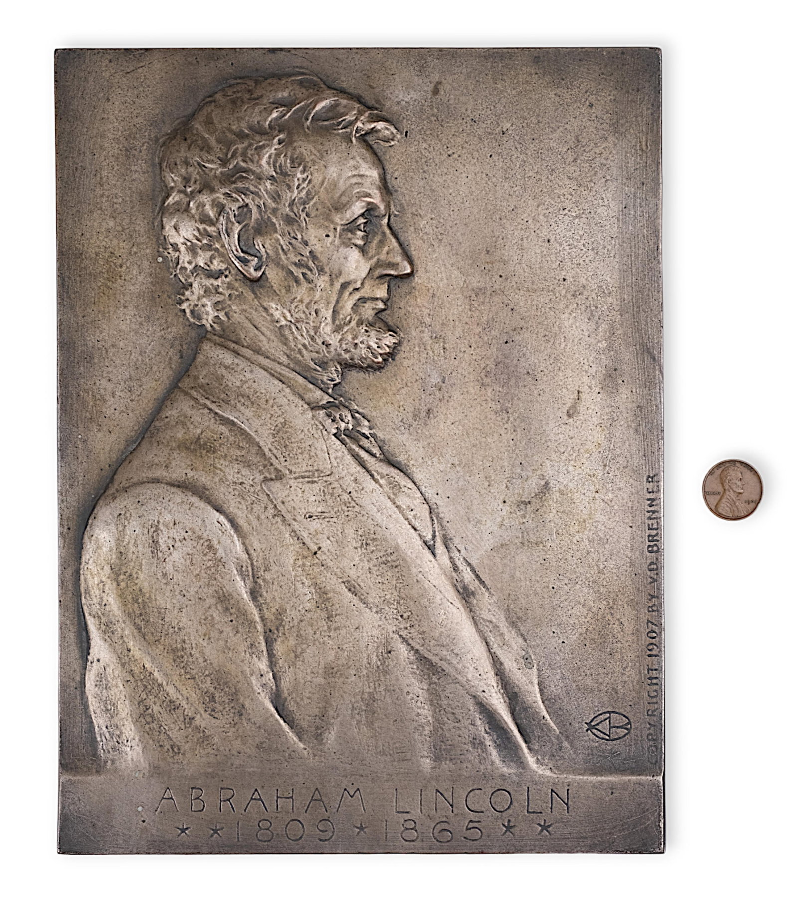 Victor David Brenner Bronze Sculpture Original Model for the Lincoln Penny (1 of 5)