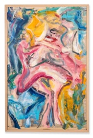 Signed Willem De Kooning Abstract Oil On Newspaper