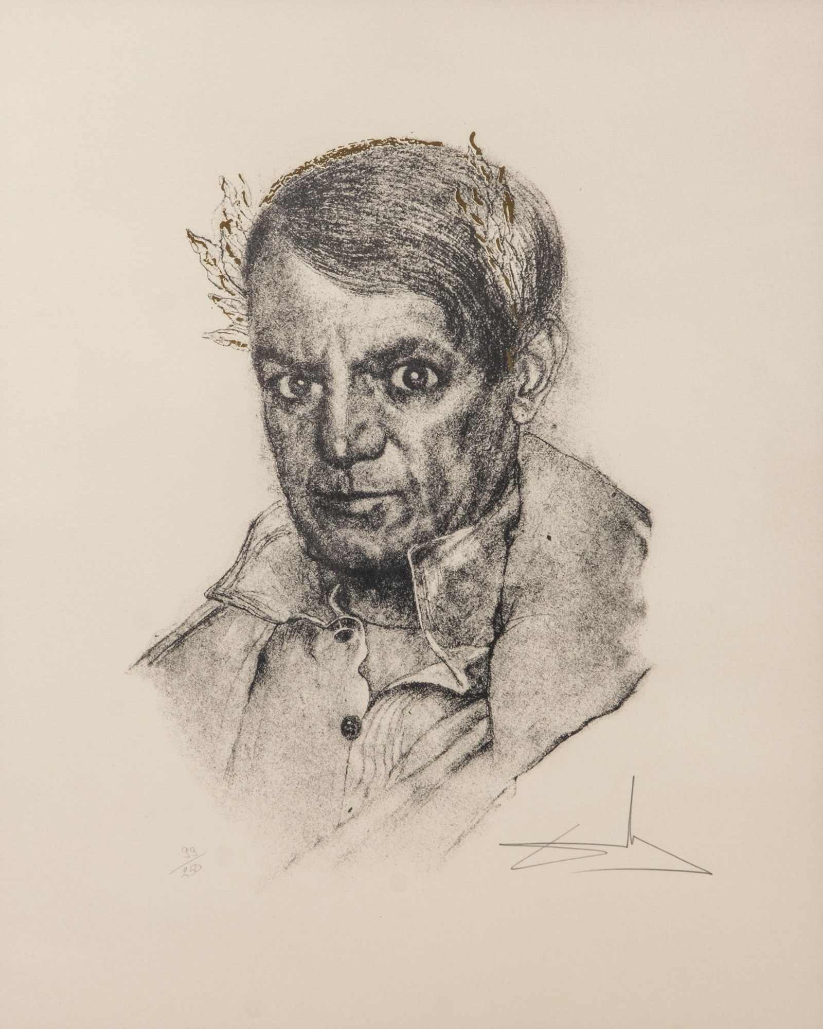 Salvador Dali, Lithograph, Portrait of Picasso titled "Me Too, I Knew the Emperor", hand signed and (1 of 8)