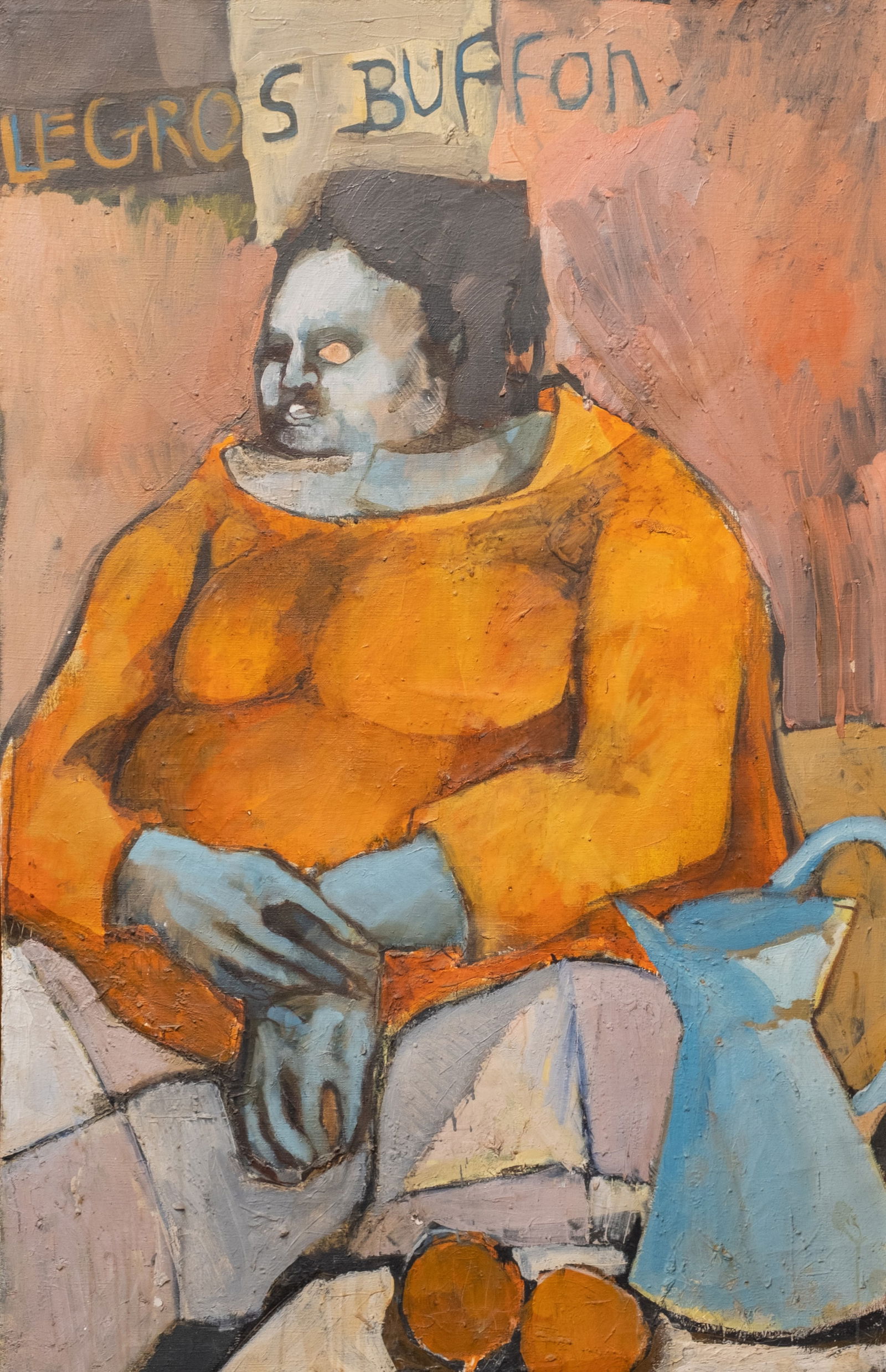 Oil on Canvas Painting of a Blue Man with the Words LEGROS BUFFON in the Background (1 of 10)