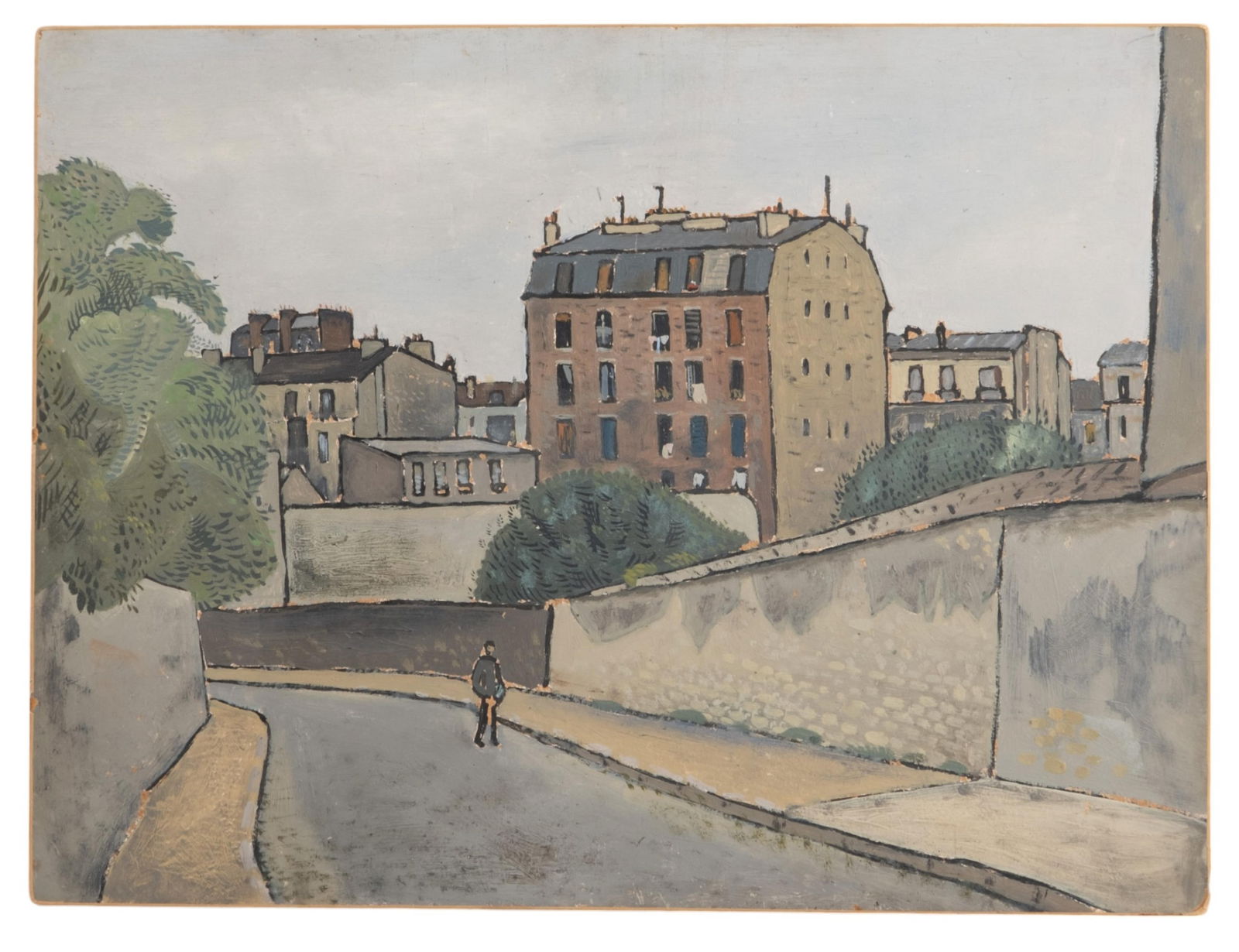 Mystery Artist, Title "View of Montmartre", Oil on Board Painting, 20th Century (1 of 7)