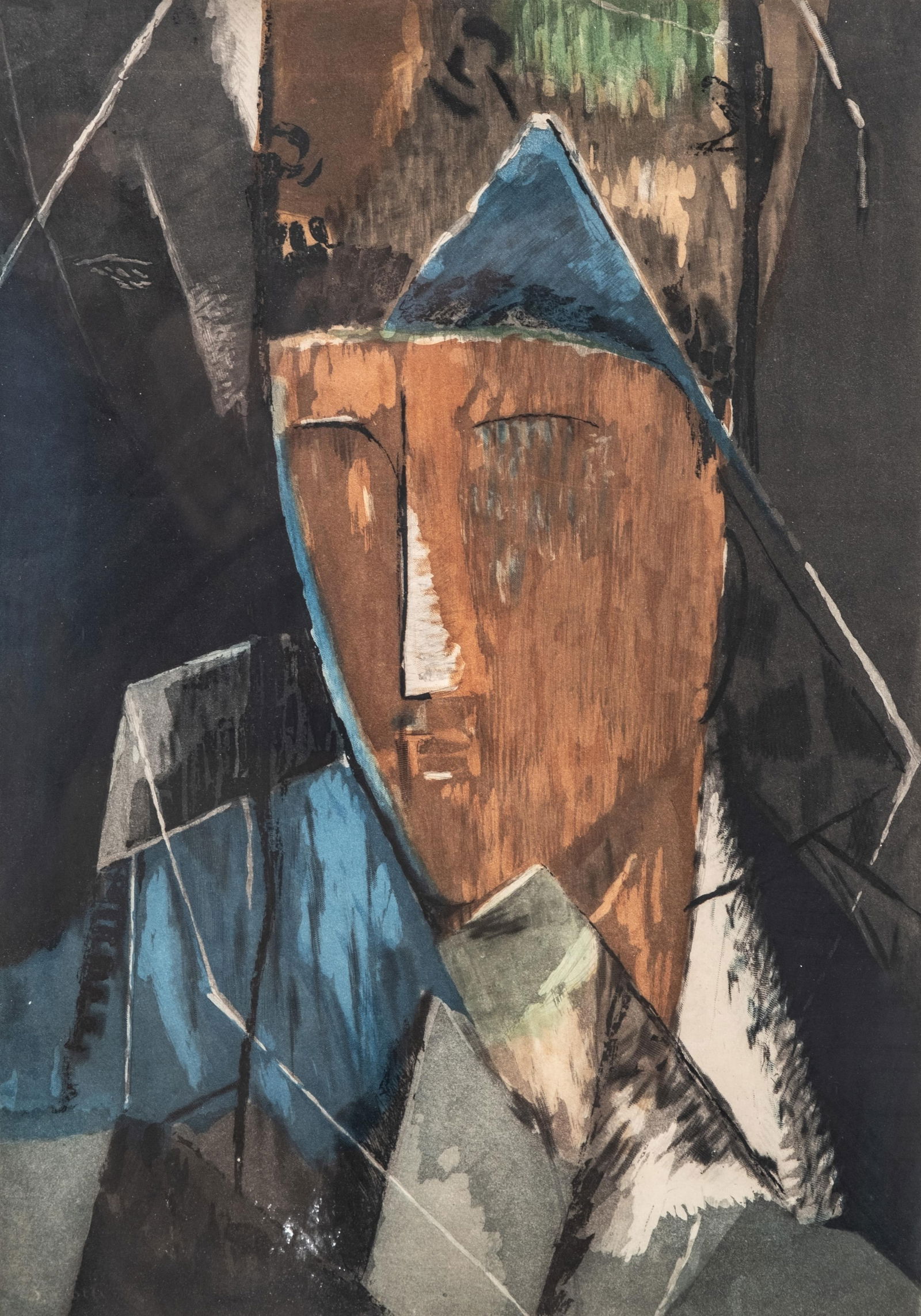 Jacques Villon and Jean Crotti, Signed, Hand Colored Limited Edition Etching and Aquatint Painting (1 of 7)