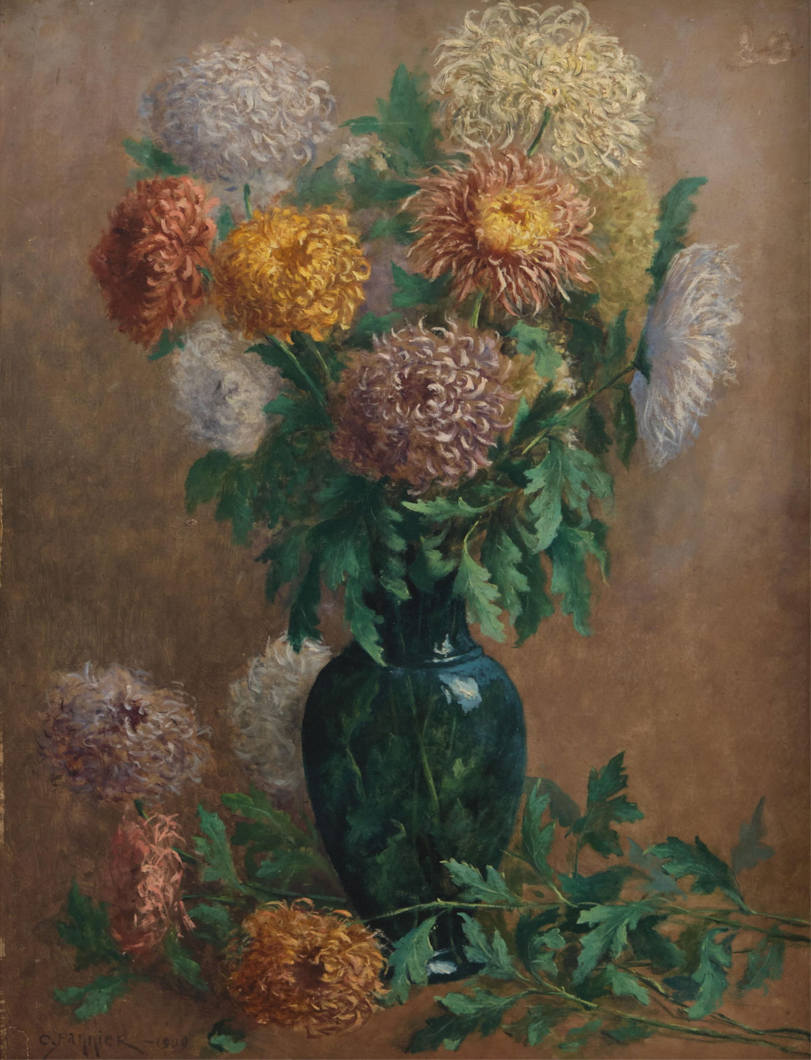 French Signed C. Pannier Oil Painting on Canvas (1 of 9)