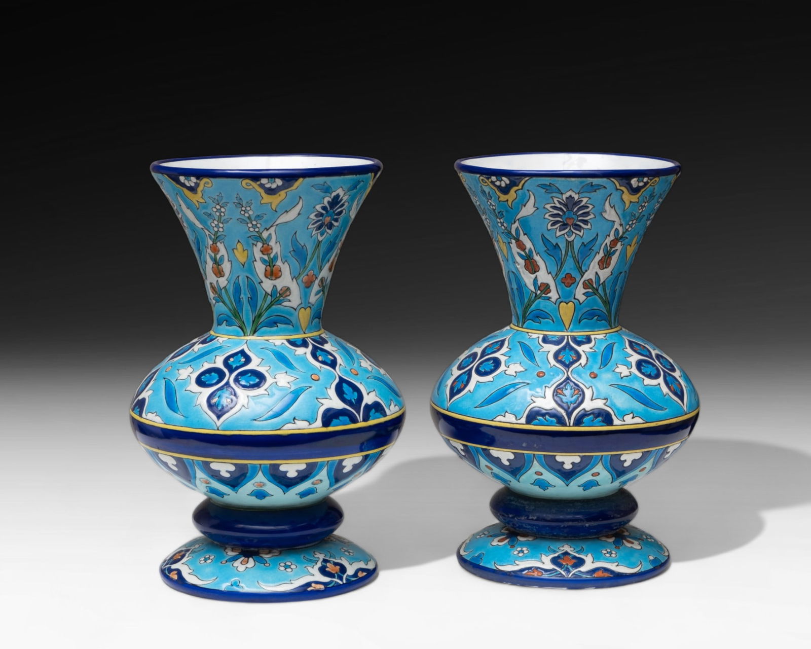 Pair of Longwy Signed Enamel Ceramic Vases (1 of 9)