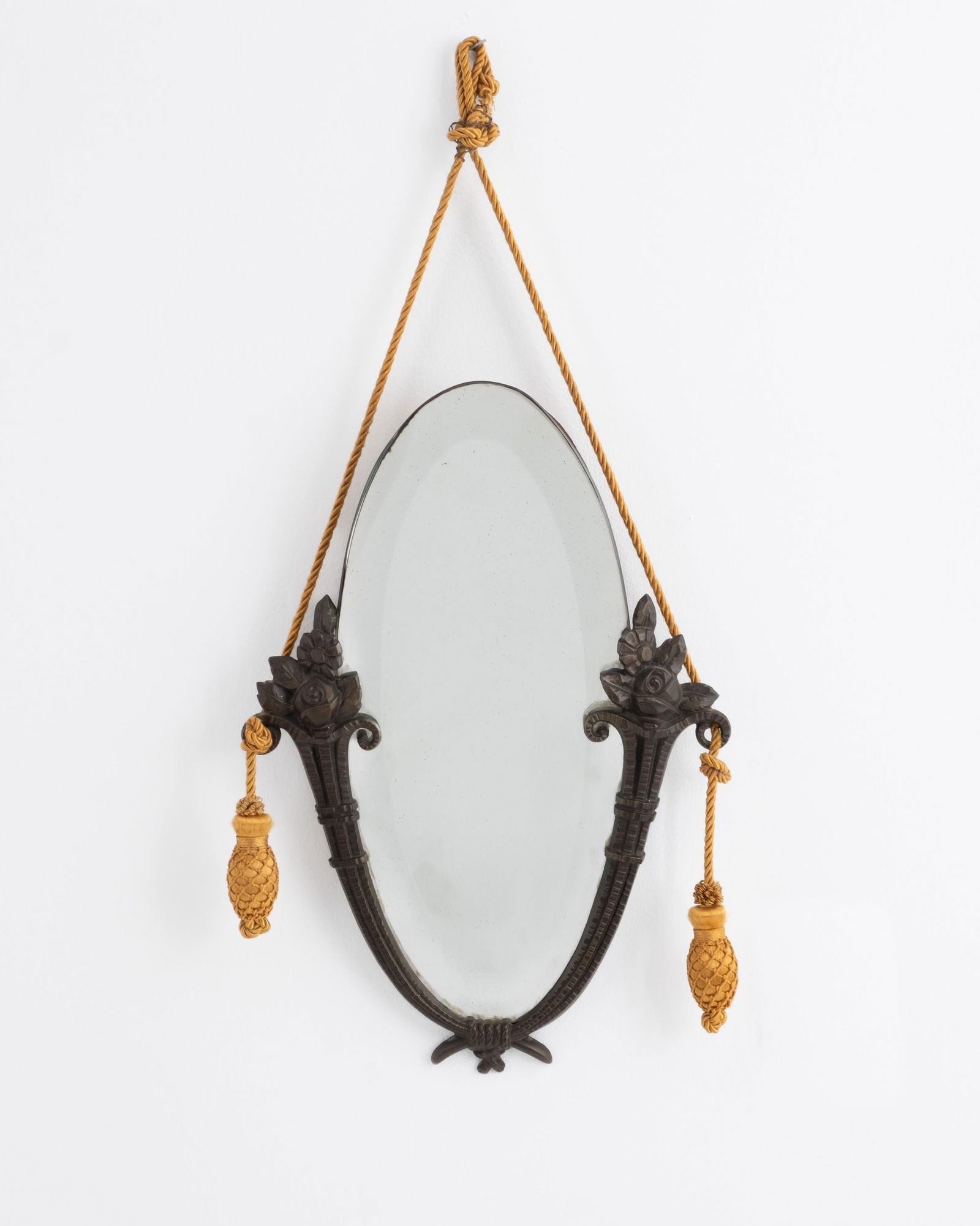 Oval Beveled Glass Mirror with Ironwork Frame in Edgar Brandt Manner (1 of 8)