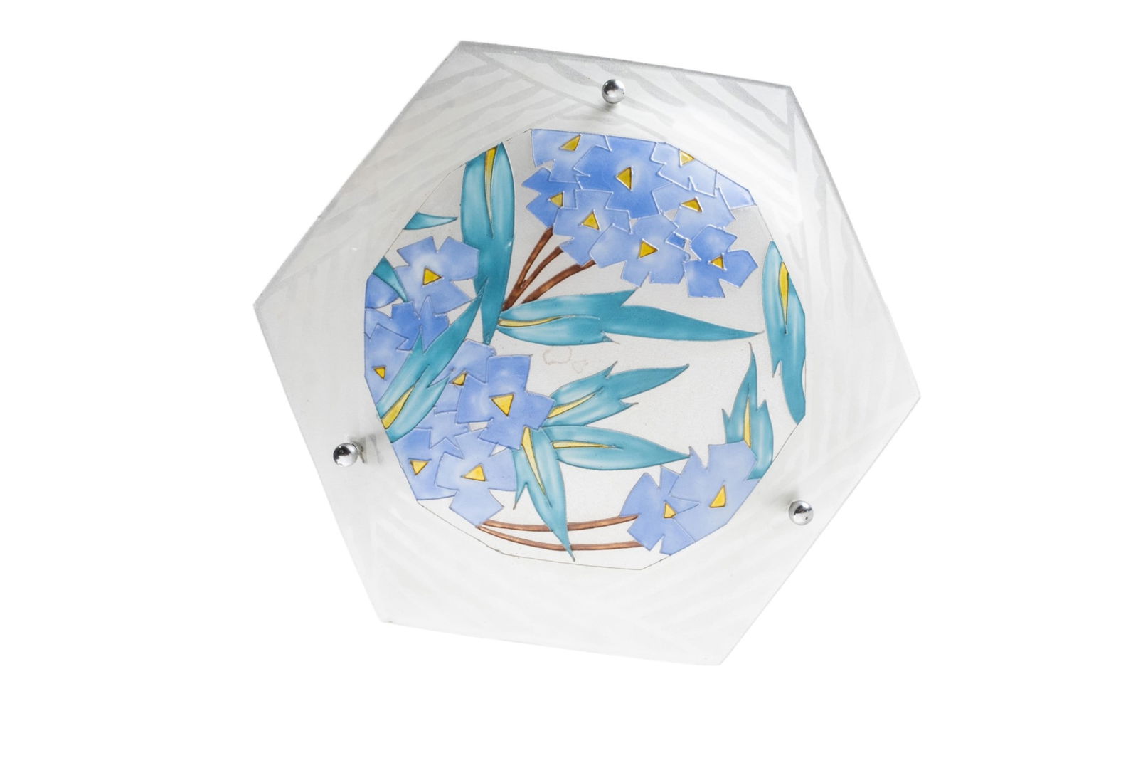 Modern Hand Painted Art Glass Ceiling Hanging Fixture circa 1935 (1 of 9)