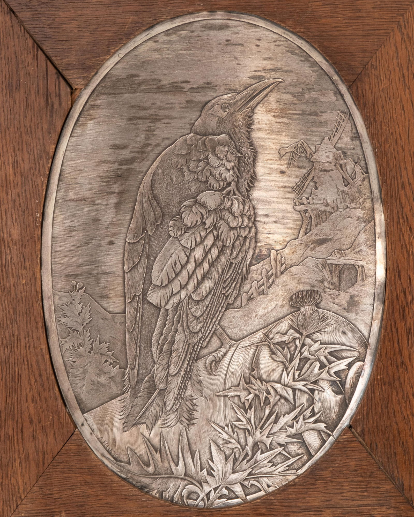 A. Pelletier Antique Bird Sculpture In an Oak Frame (1 of 17)
