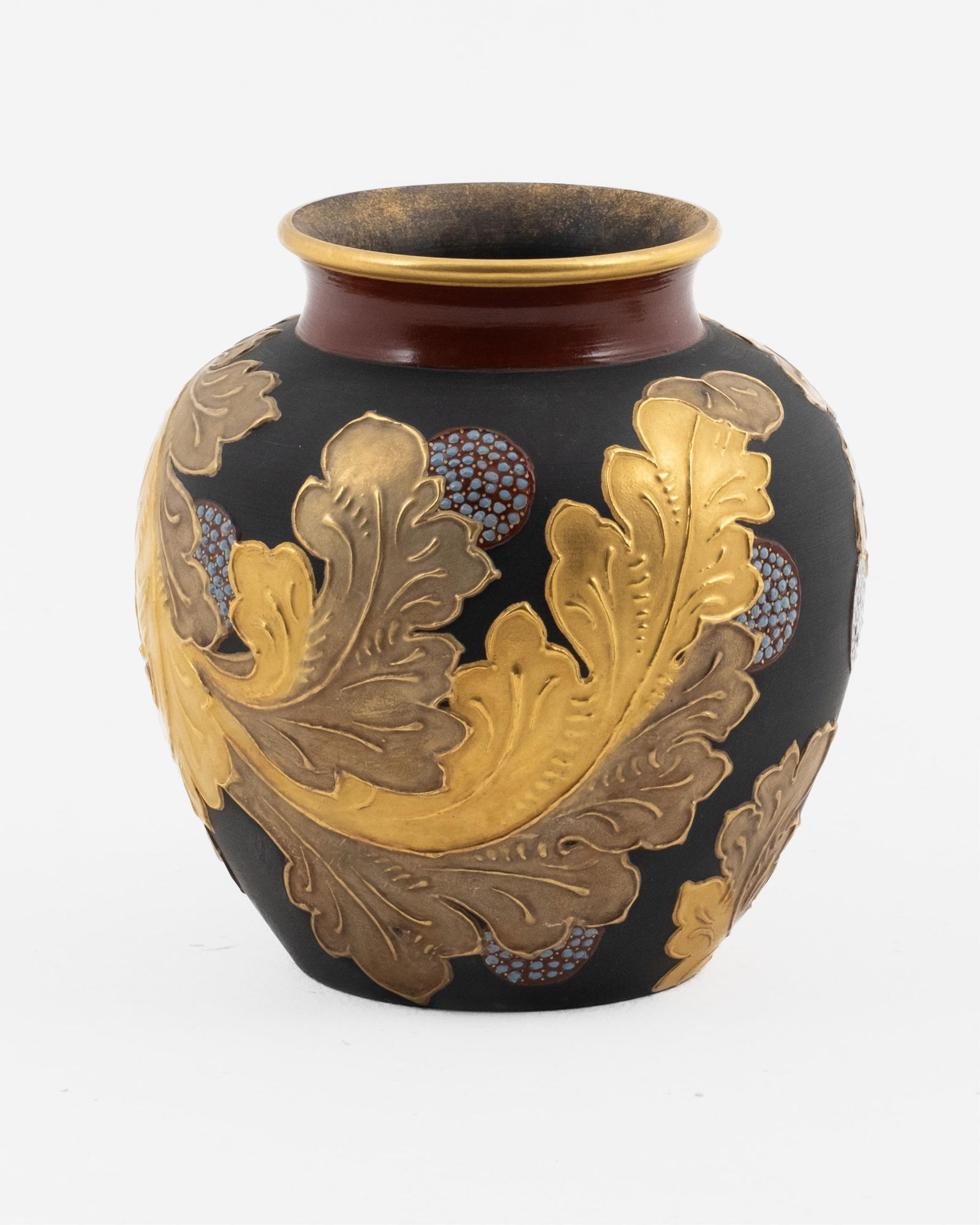 Wedgewood Rare Auro Black Basalt and Enamel Vase, 19th Century (1 of 6)