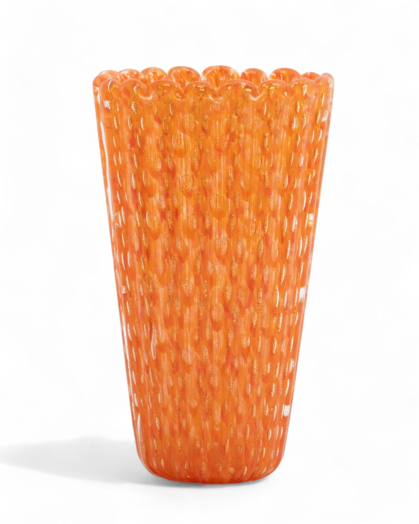 Orange Barovier & Toso Mid Century Murano Art Glass Vase, signed (1 of 9)