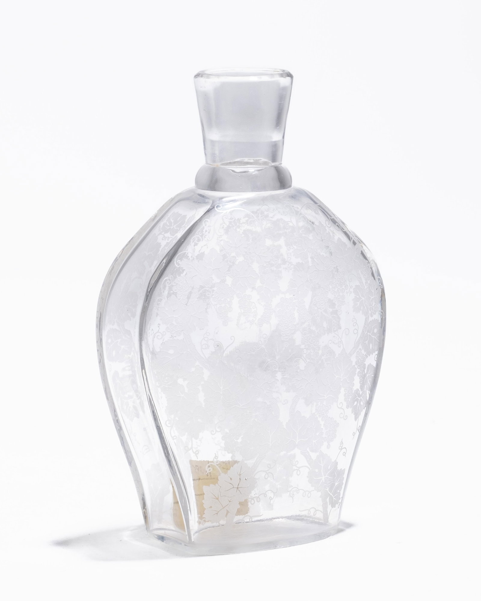 Baccarat Signed Crystal Glass Decanter: Keywords: Grapevine Motifs, French Crystal, Frosted Crystal, Baccarat Glassware, 20th Century, French Decor, Crystal Decanter, Collectible Glass, wine Baccarat decanter crafted from fine crystal, feat