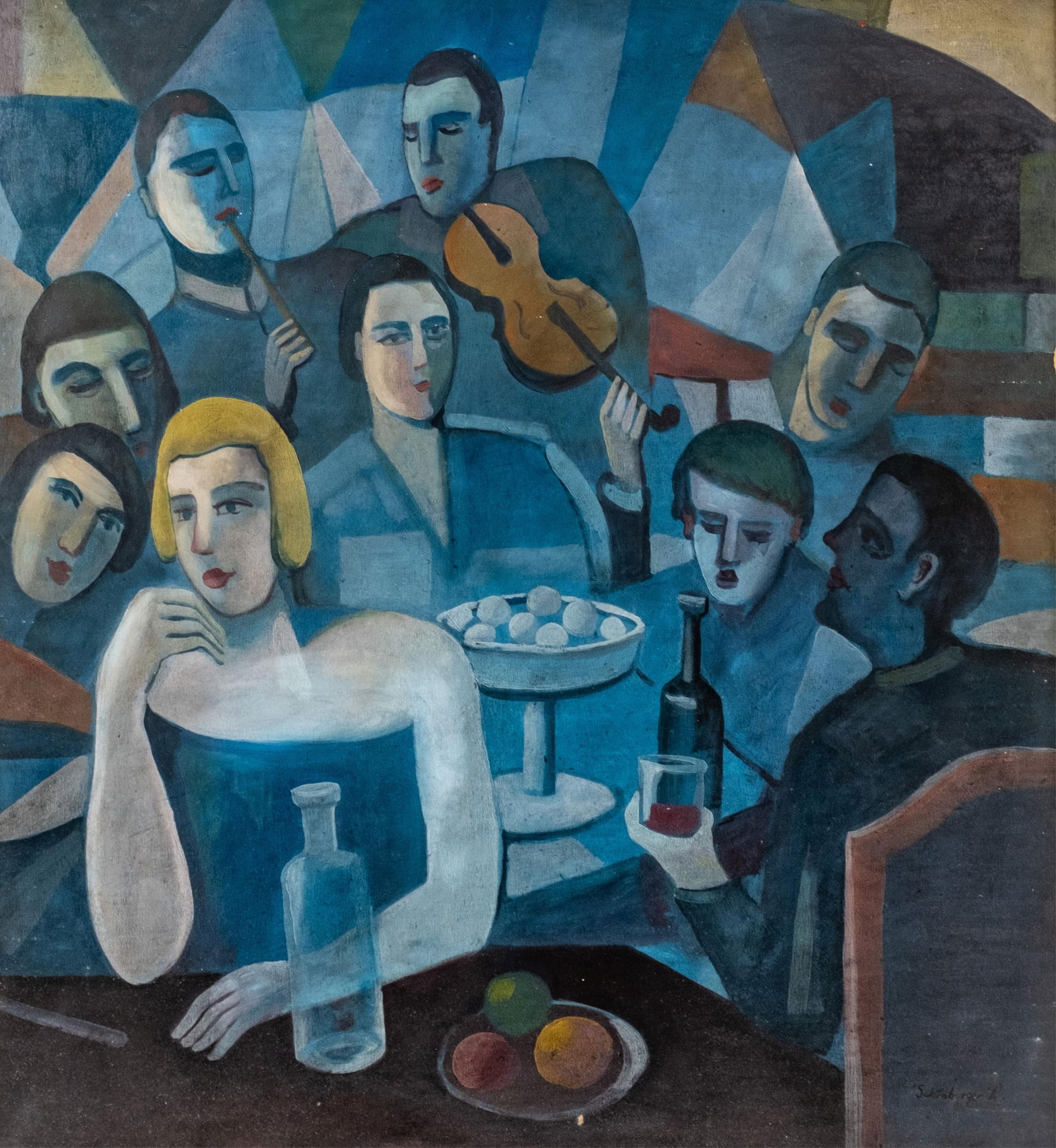 Armand Schonberger Signed Cubist Oil on Panel Painting, Circa 1920-1930 (1 of 14)