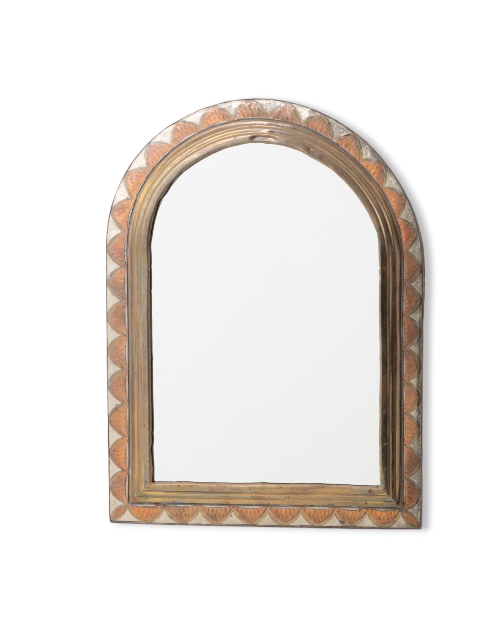 Large Mirror - Red and Yellow copper, Silver Metal (1 of 5)
