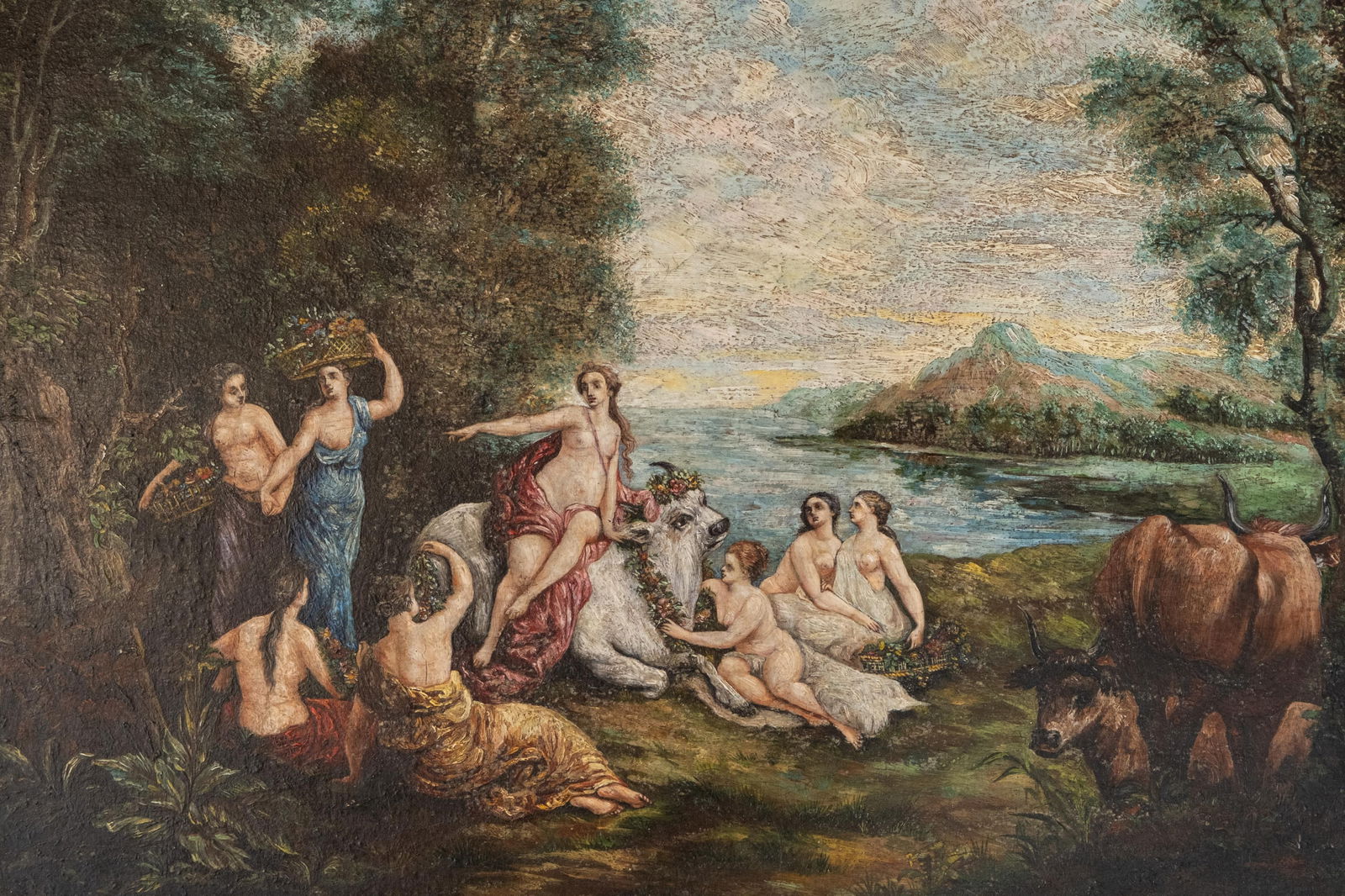 Europa and Zeus Oil on Oak Panel Painting, Late 18th century (1 of 5)