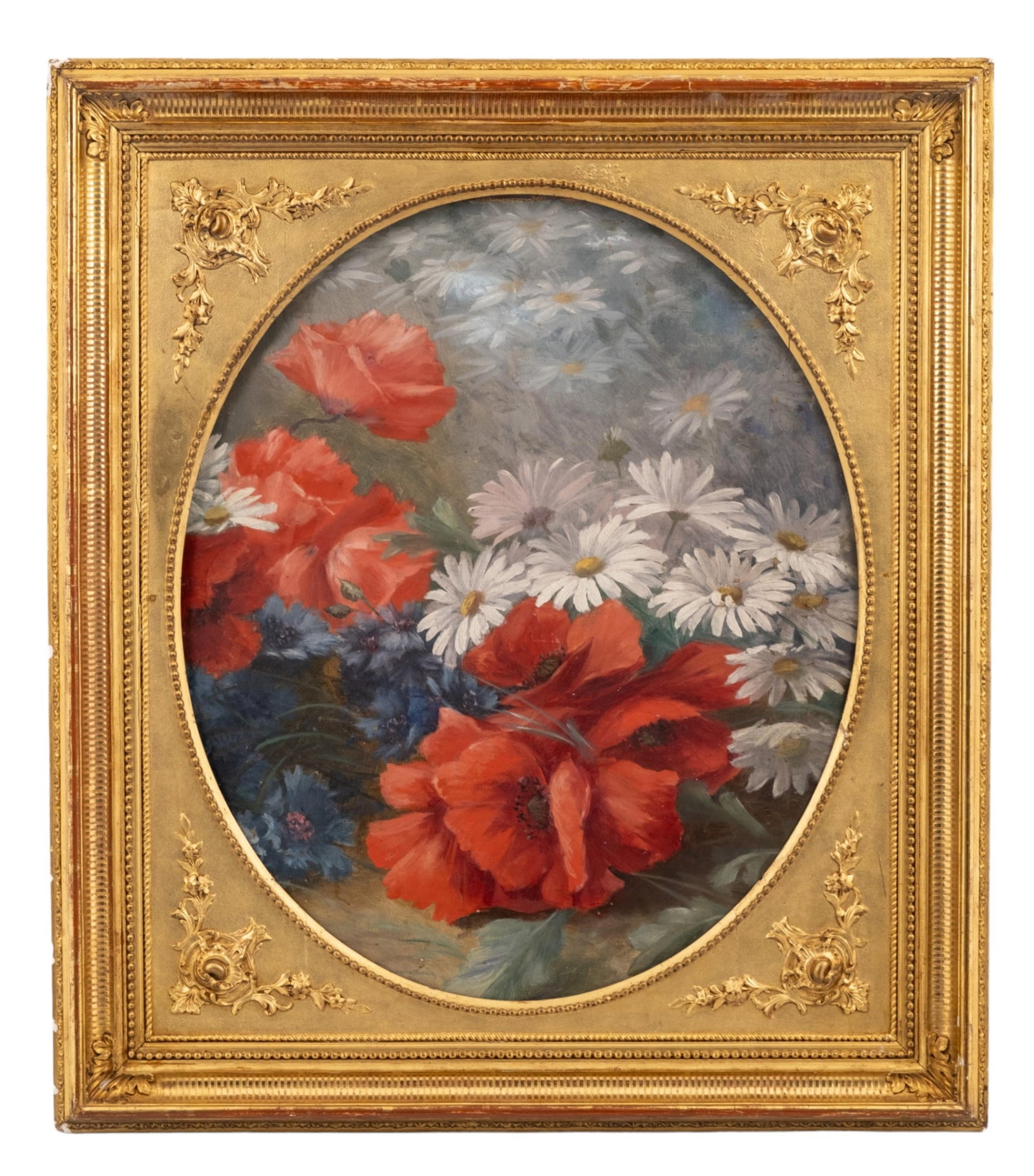 Mystery Artist, Antique Spanish Oil on Canvas on Board Still Life Painting, 19th Century: Keywords: Still Life, Vanitas, 19th Century, Multicolored Flowers, Spanish School, Oil on Canvas, Antique Painting, Floral Composition, Classic Art Antique Spanish still life painting from the late 19