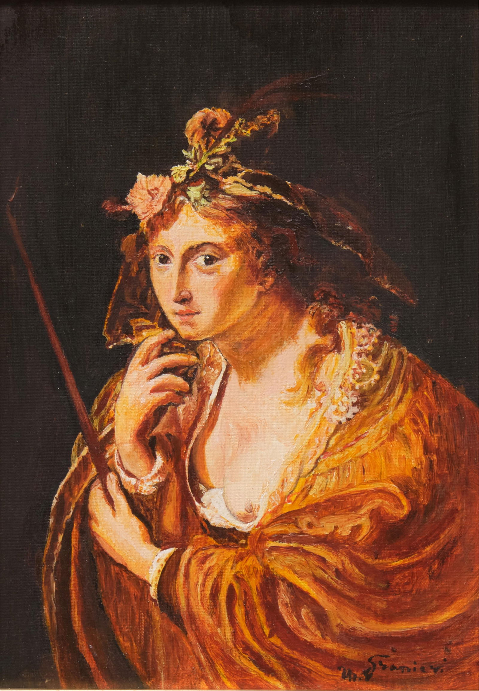 M. Granieri oil on paper signed painting after Paulus Moreelse - Ritratto di dama, Portrait of a (1 of 10)