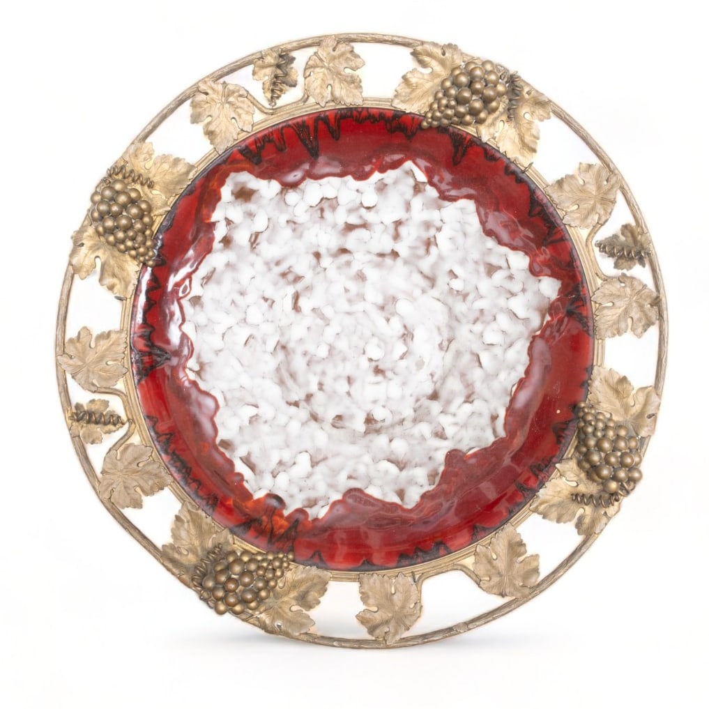 Andre Villien French Art Nouveau Bronze Mounted Enamel On Copper Charger, C. 1905 (1 of 7)