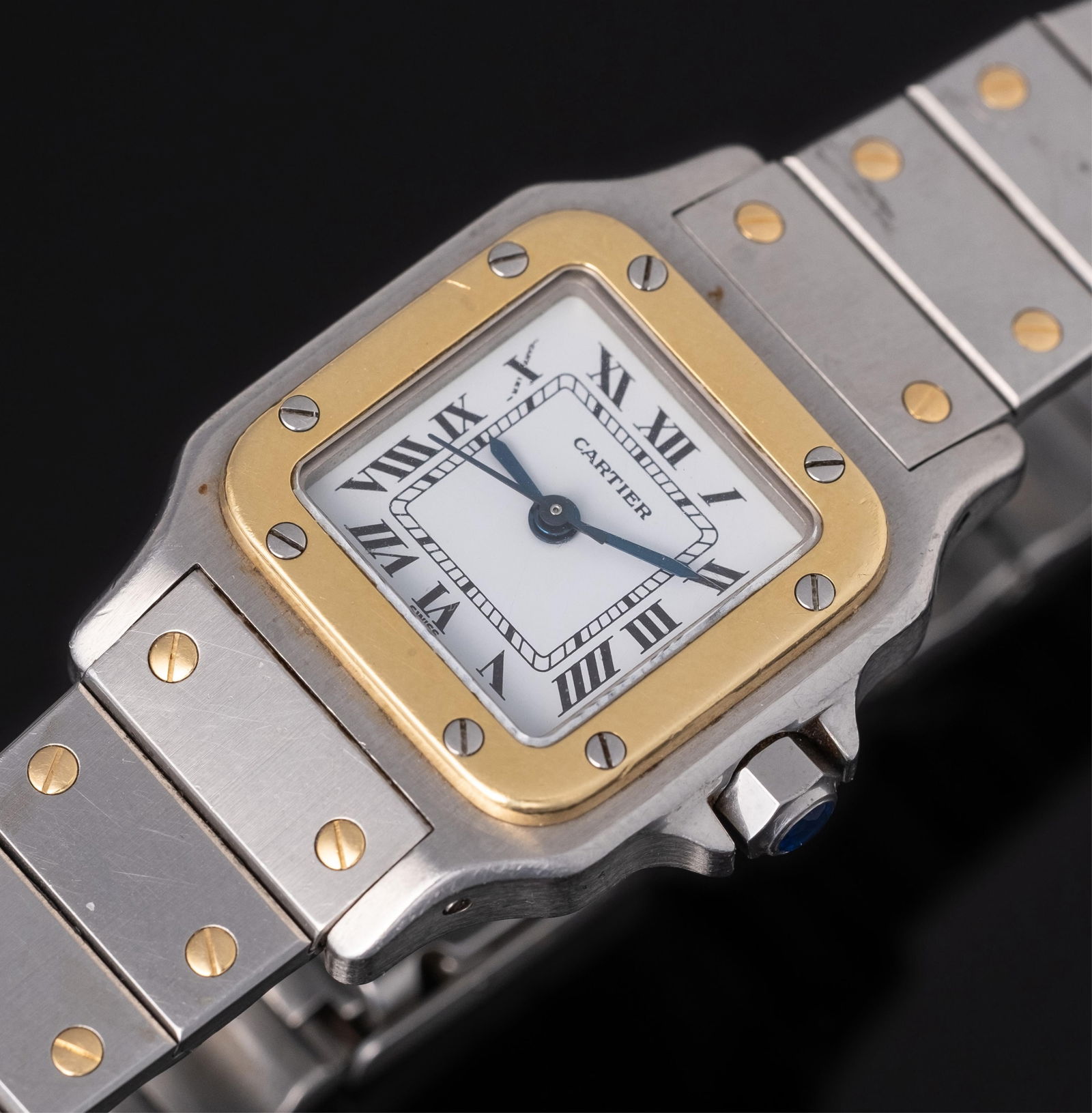 Cartier Vintage Santos Ref. 0902 Stainless Steel and 18K Gold Ladies Watch, 1990s (1 of 13)