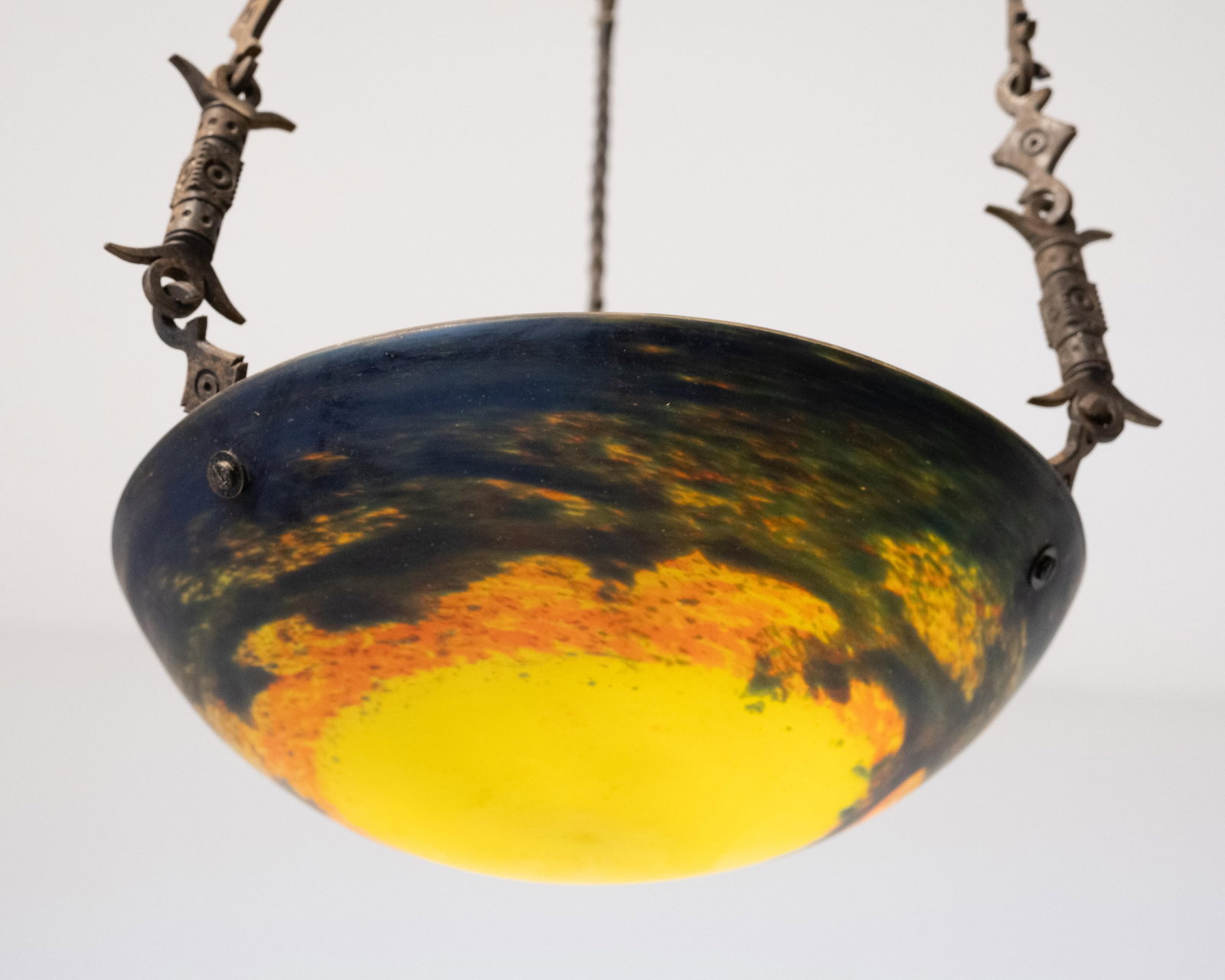 Muller Freres Style Art Glass and Iron Chandelier (1 of 5)