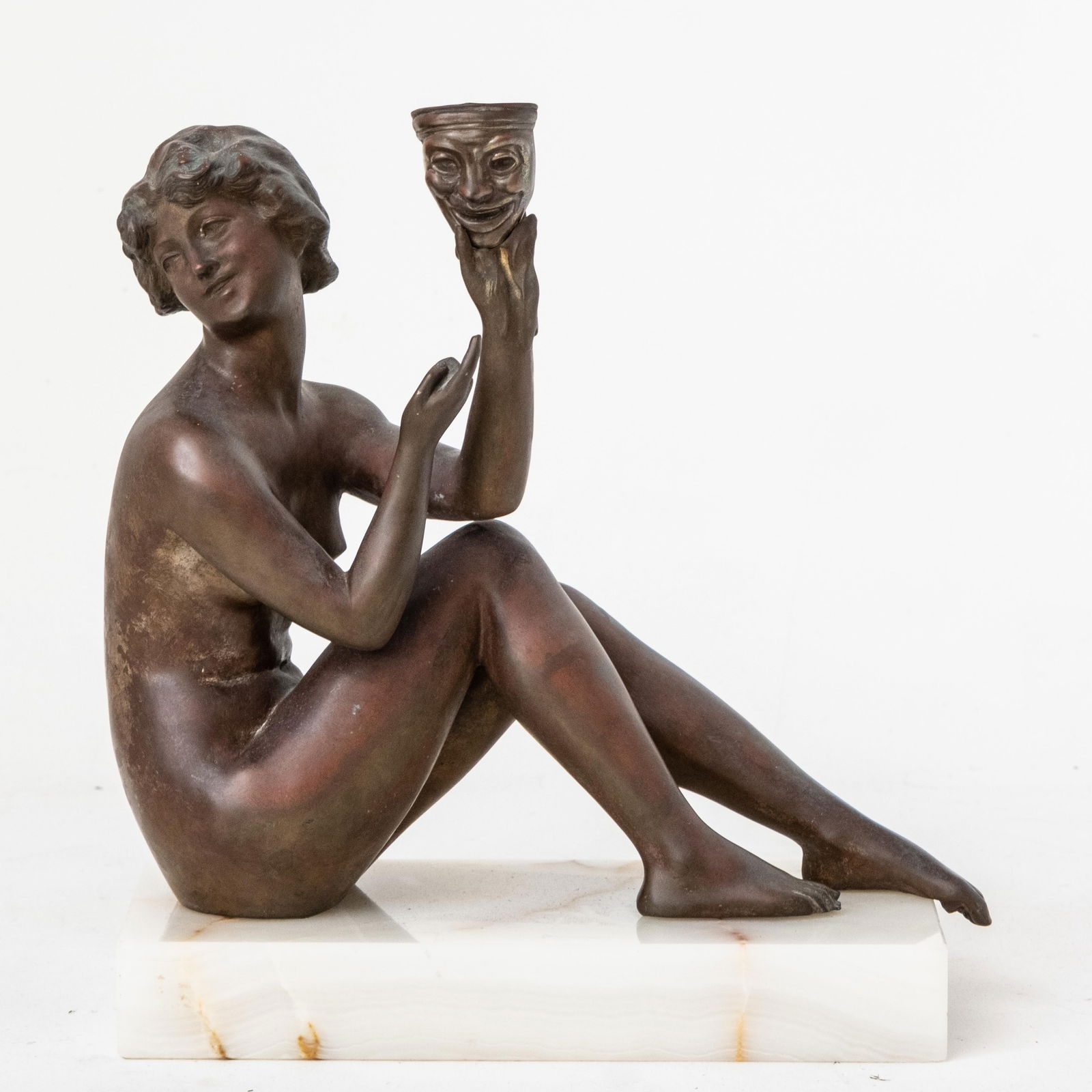Affortunato (Fortunato) Gory Bronze Sculpture, circa 1925 16 inch: Keywords: Affortunato Gory, Art Nouveau Deco, Sculpture, Bronze Nude, Onyx Base, Italian-French Art, Early 20th Century, Decorative Arts, Fine Bronze, Collectible SculptureArt Deco large bronze sculpt