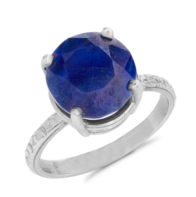 Natural Sapphire Ring, 6 carats approx, 18k White Gold, Diamonds, Signed size approx 6.5 (1 of 4)