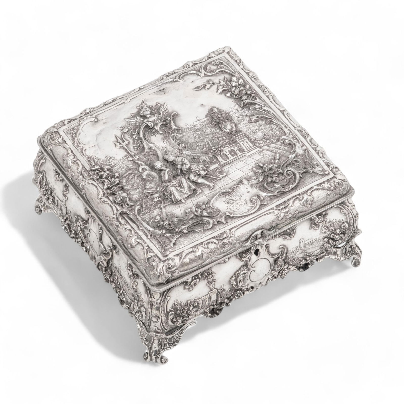 19th Century English Silver on Copper Embossed Jewelry Casket Box (1 of 15)