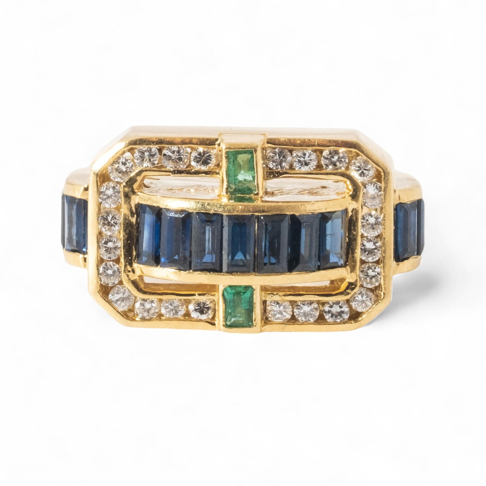 18K Gold Diamond, Sapphire, and Emerald Ring (1 of 8)