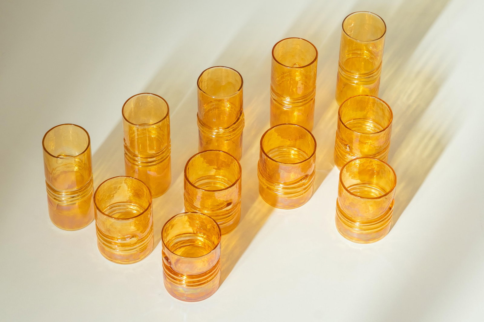 Esteban Prieto Iridescent Gold Snake Wrap Coil Studio Glass set, Signed (1 of 9)