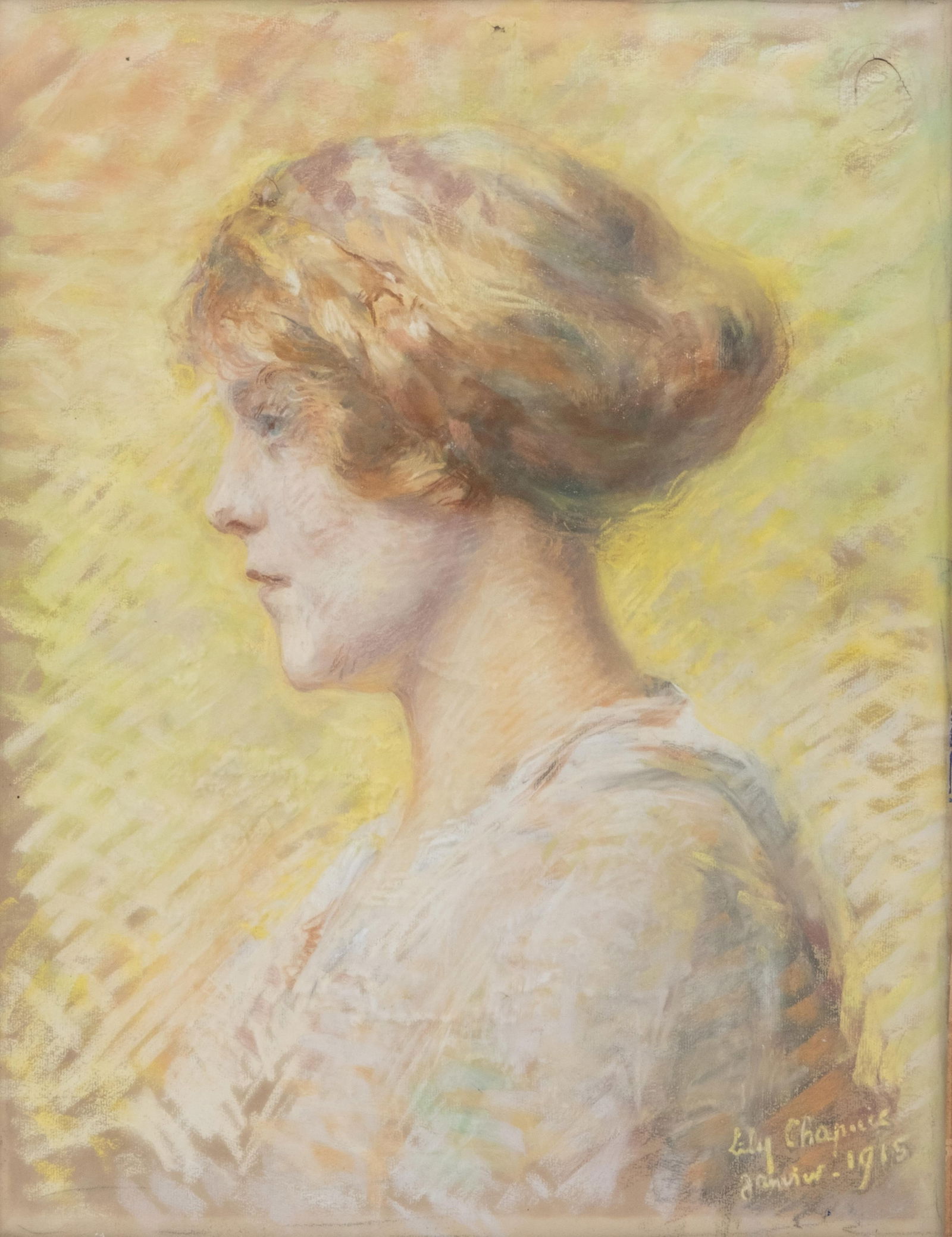 Lily Chapuis Pastel on Paper Painting, Signed, Mounted on Canvas, 1915 (1 of 15)