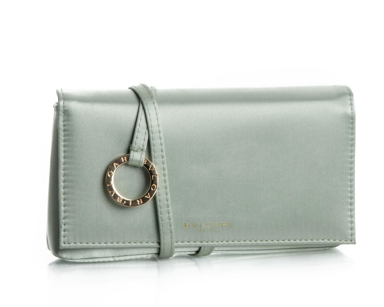 Vintage Bulgari Mint Green Satin Clutch Bag (1 of 9)