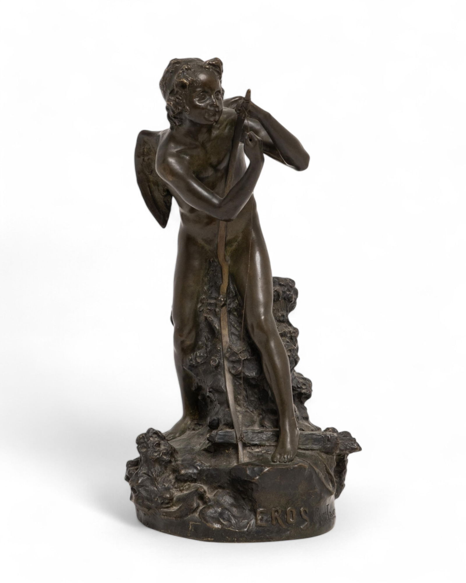 Pierre Laurent Signed Bronze Sculpture, “Eros Bandant Son Arc," Late 19th Century (1 of 16)
