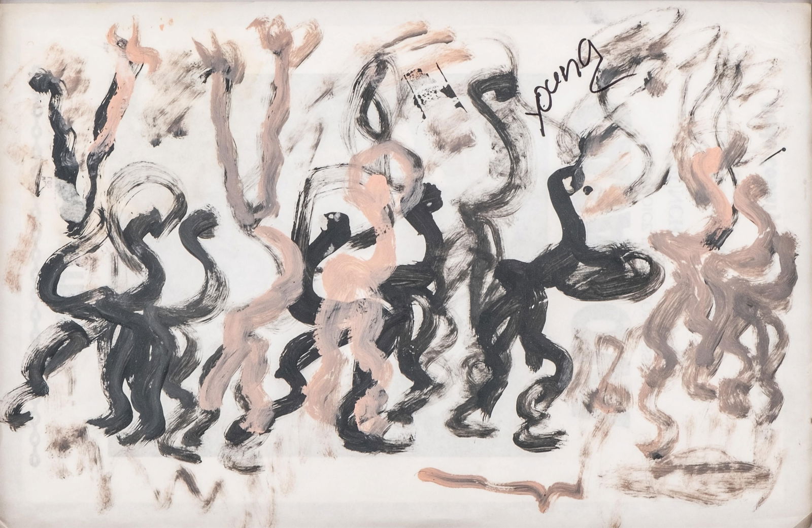 Signed Purvis Young Contemporary Painting on Paper (1 of 10)