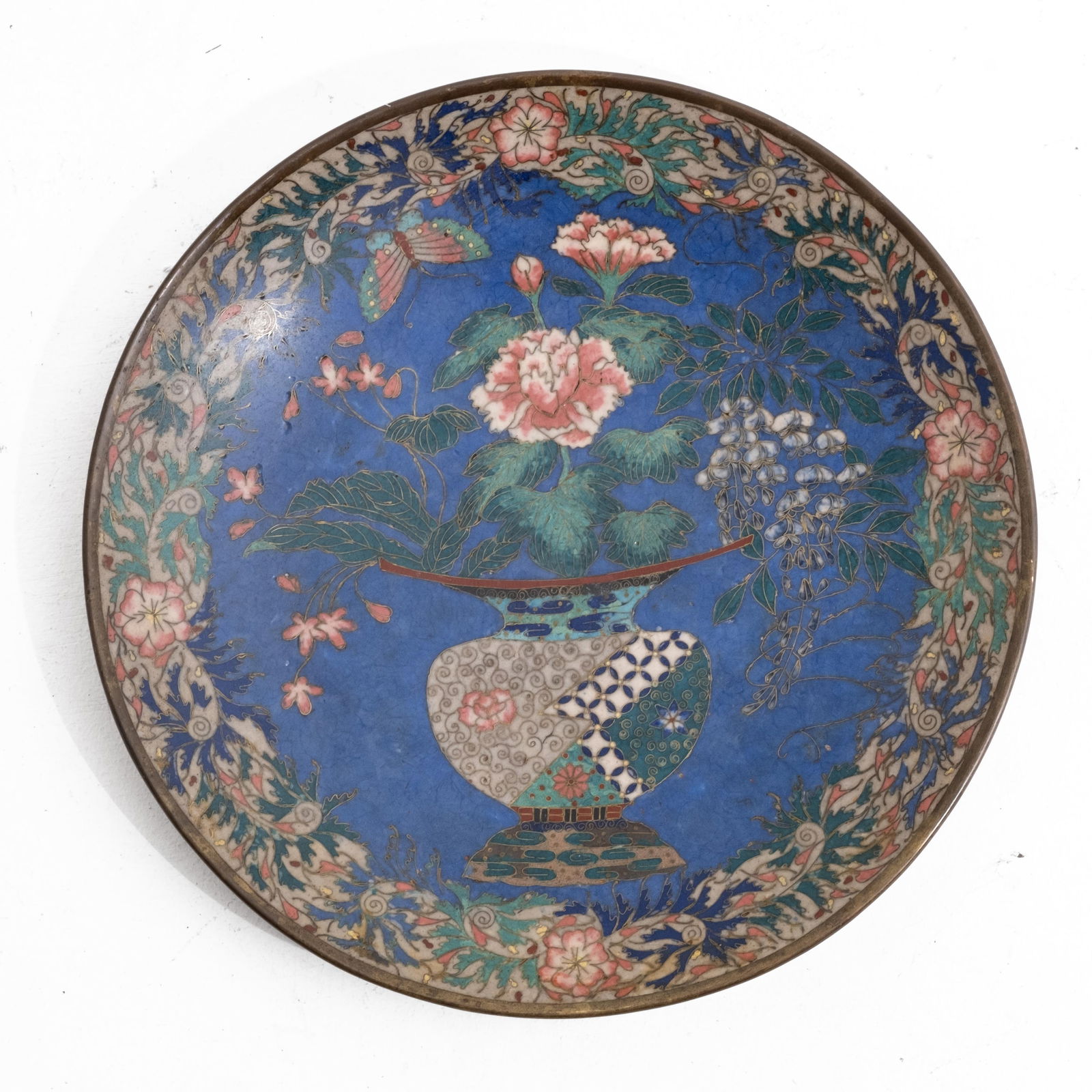 Antique Chinese Polychrome Cloisonne Charger, Circa 1900 (1 of 11)