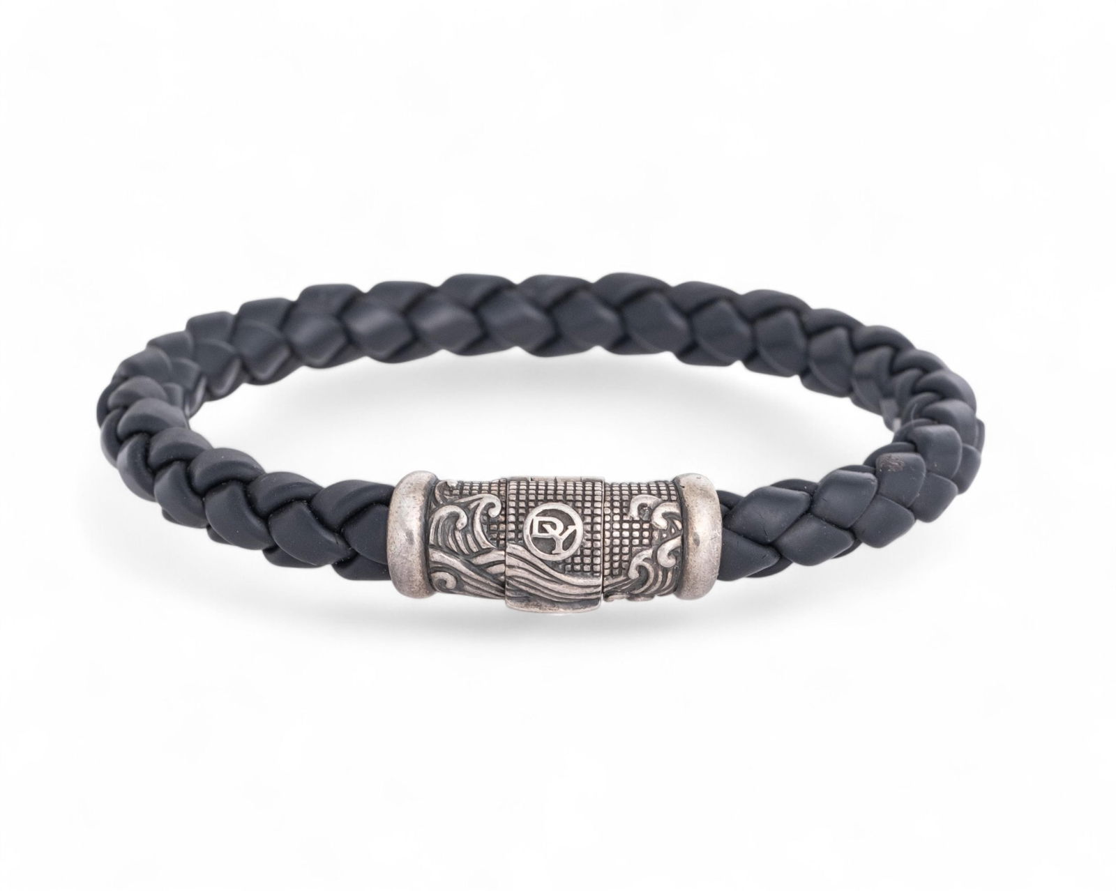 David Yurman Sterling Silver and Braided Leather Bracelet (1 of 10)