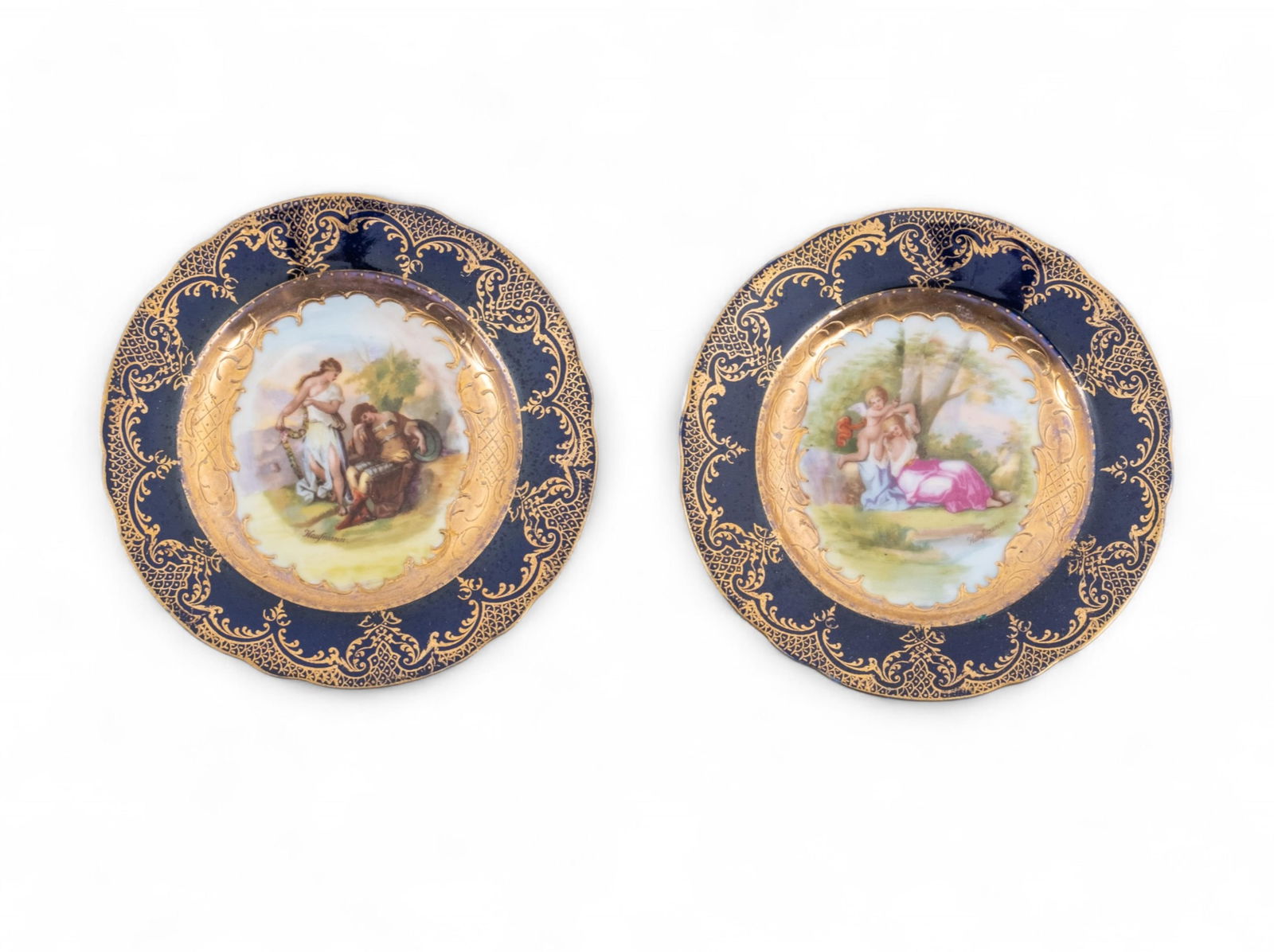Pair of Vintage Kaufmann Signed Porcelain Plates with Hand Painted Scenes (1 of 14)