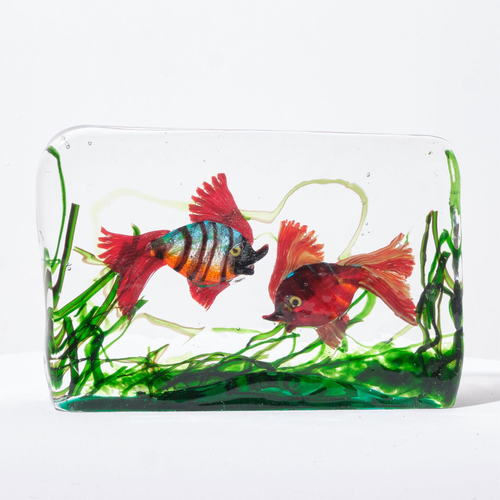 Murano Aquarium Blown Bubbled Art Glass Mid-Century Modern Sculpture 10.5 inch (1 of 18)