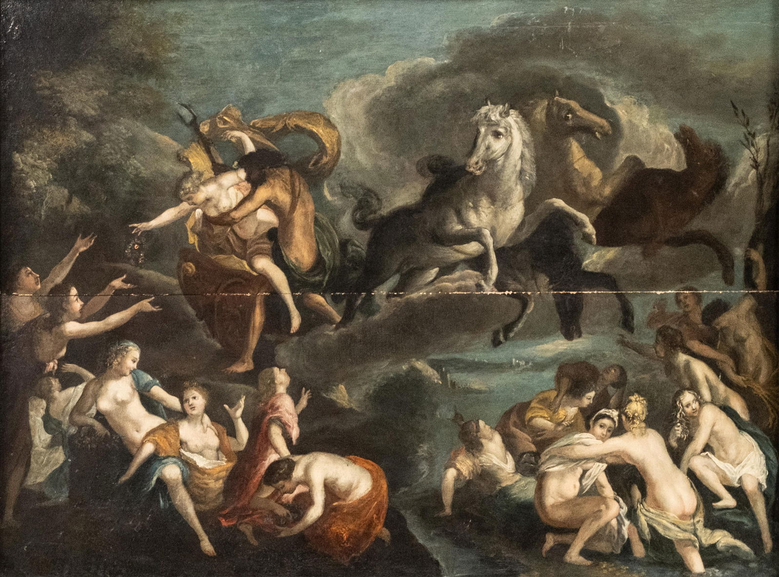 Louis de Boullogne, Titled “Neptune Abducting Flora", Oil on Oak Painting, 18th Century (1 of 6)