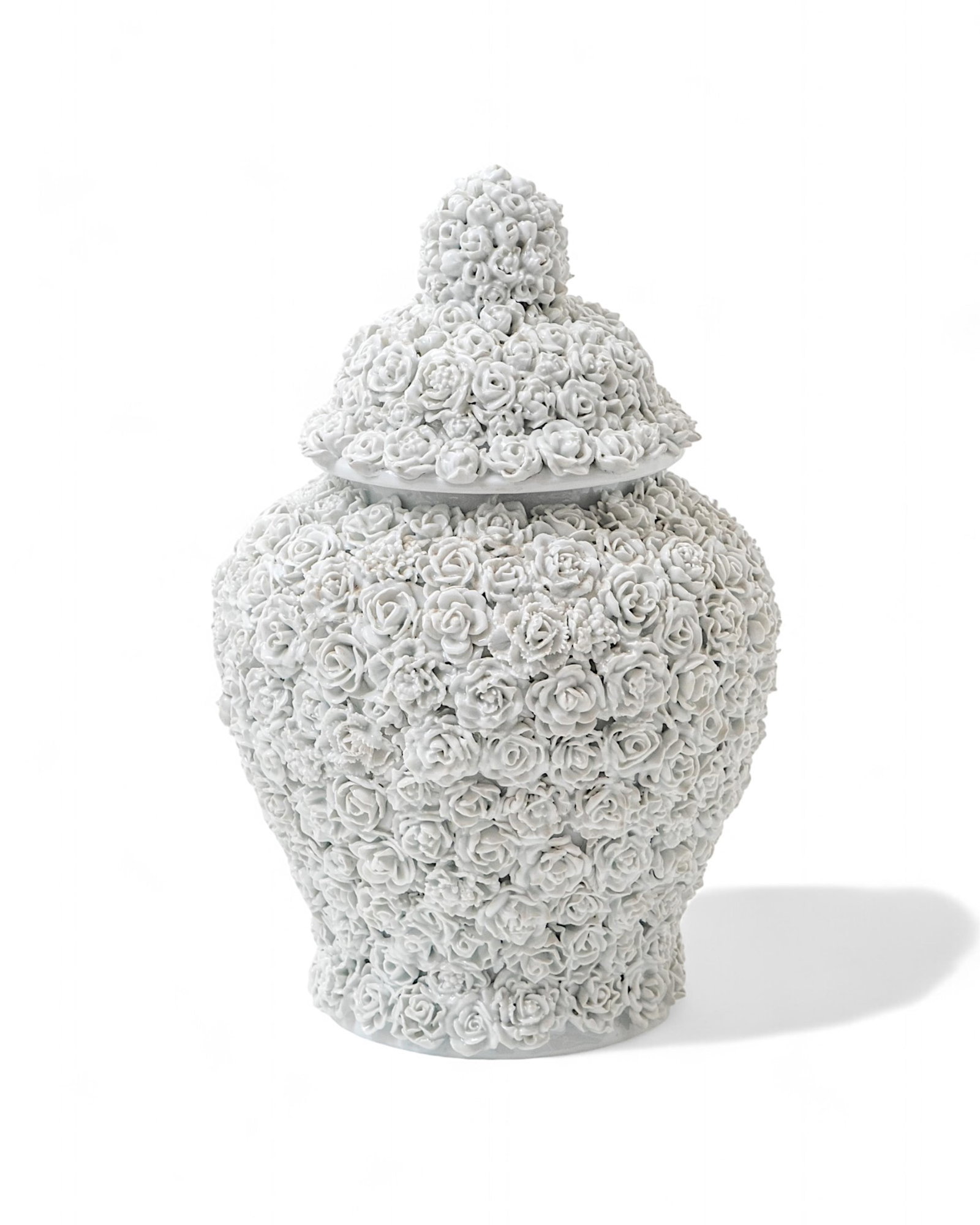 Alexandre Nicolas, 15" Covered porcelain Vase with applied flowers (1 of 8)