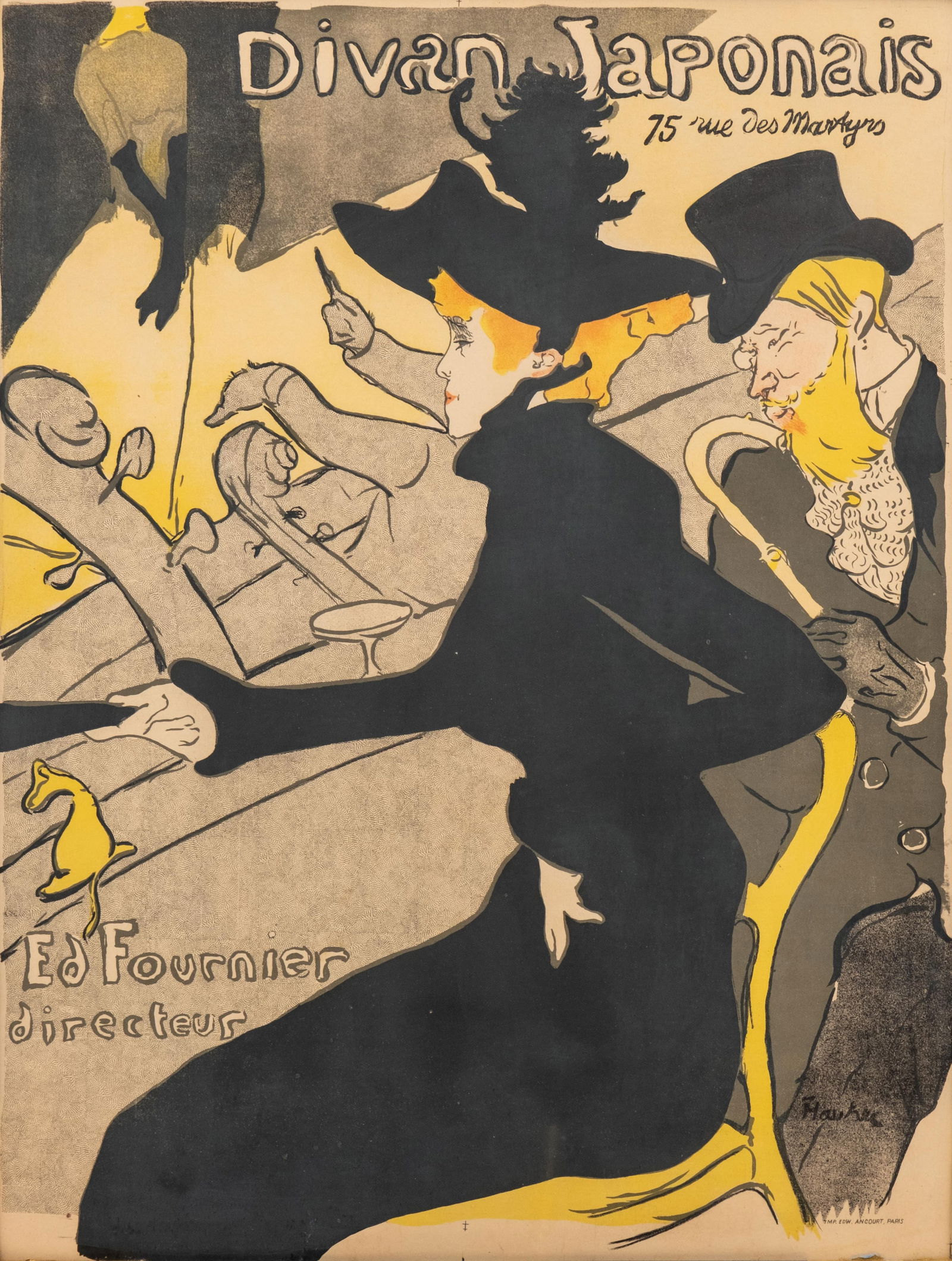 Henri de Toulouse-Lautrec “Divan Japonais" Fabric Backed Lithograph