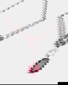 French 18K Gold, Diamond, and Tourmaline,Pendant Necklace c. 1900 (1 of 5)
