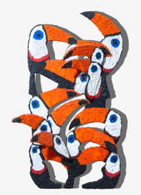Hunt Slonem, Hand Signed Sculpture Oil Painting 3D 54" 1999 "Toco" (1 of 11)