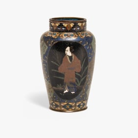 Meiji Japanese Cloisonne Baluster Vase with Figure Motif, circa 1900
