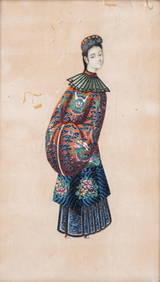 Chinese Export Gouache Painting of Noble Court Lady, On Pith Paper, 19th Century (1 of 14)