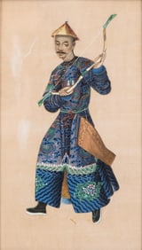 Chinese Export Gouache Painting Of An Archer, 19th century